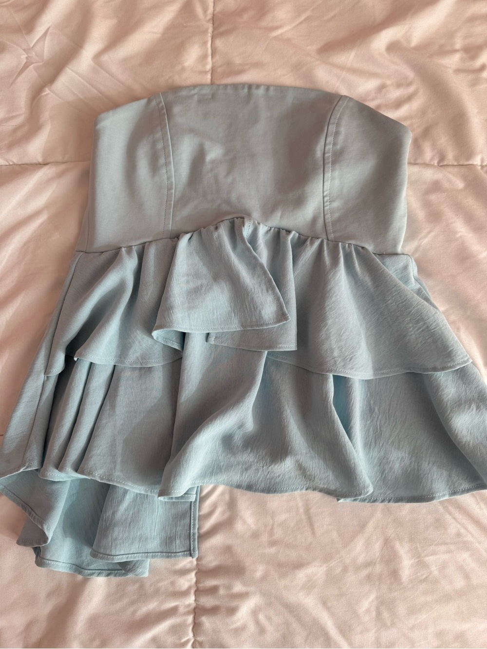 Zara Powder Blue High-Low Ruffle Skirt